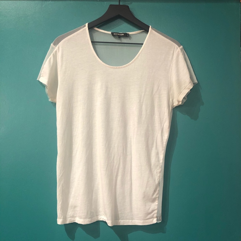 Tess Giberson White Basic Tee Shirt Micro Mesh M